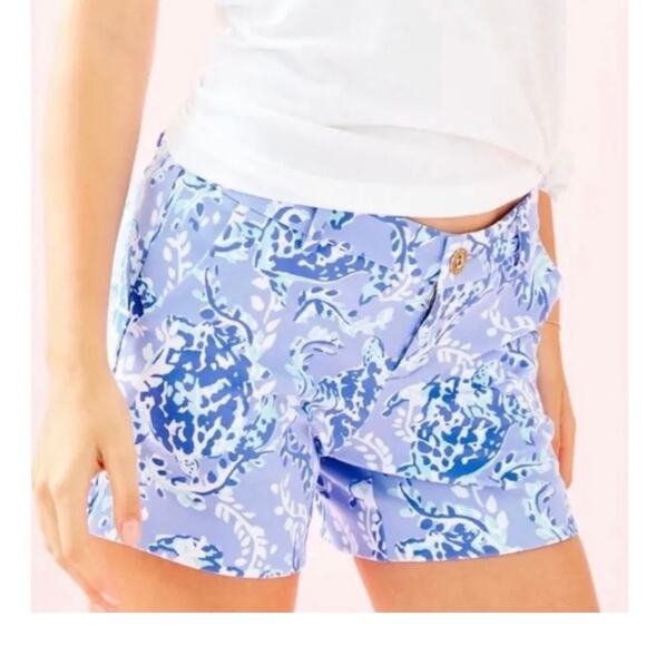 Lilly Pulitzer Womens Callahan Knit Short 0 Blue Periwinkle Turtlely Awesome - Picture 1 of 11